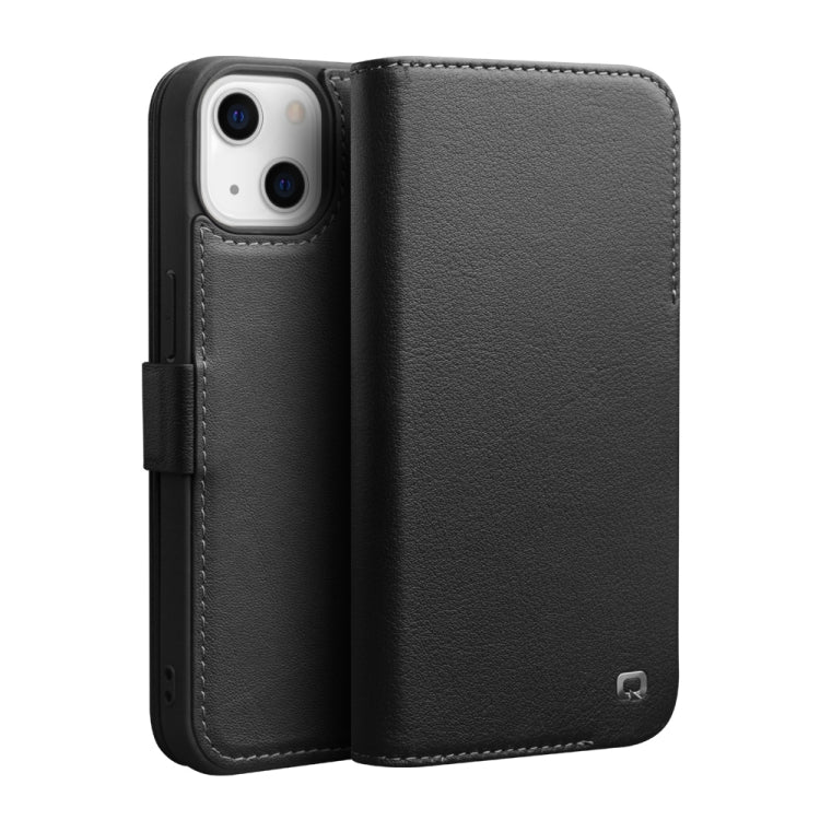 For iPhone 13 mini QIALINO Magnetic Buckle Leather Phone Case (Black) - HoMEdemic™ 