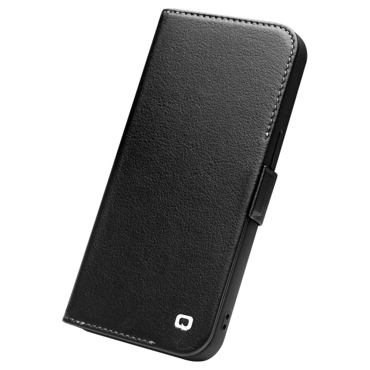 For iPhone 13 mini QIALINO Magnetic Buckle Leather Phone Case (Black) - HoMEdemic™ 