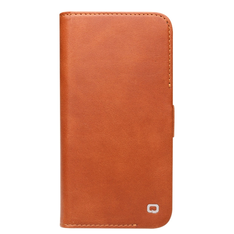 For iPhone 13 mini QIALINO Magnetic Buckle Leather Phone Case (Brown) - HoMEdemic™ 