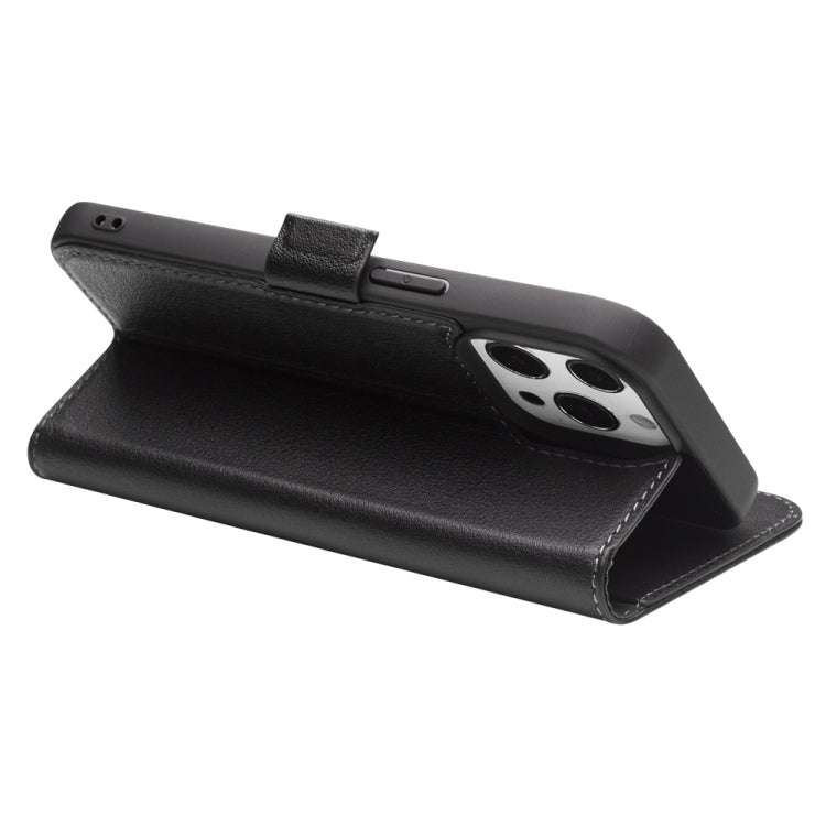 For iPhone 13 Pro Max QIALINO Magnetic Buckle Leather Phone Case (Black) - HoMEdemic™ 