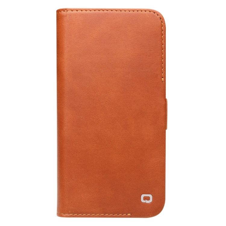 For iPhone 13 Pro Max QIALINO Magnetic Buckle Leather Phone Case (Brown) - HoMEdemic™ 