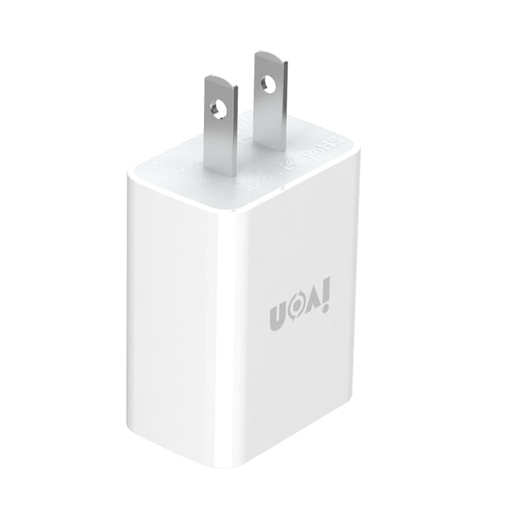 IVON AD-33 2 in 1 2.1A Single USB Port Travel Charger + 1m USB to 8 Pin Data Cable Set, US Plug(White) - HoMEdemic™ 