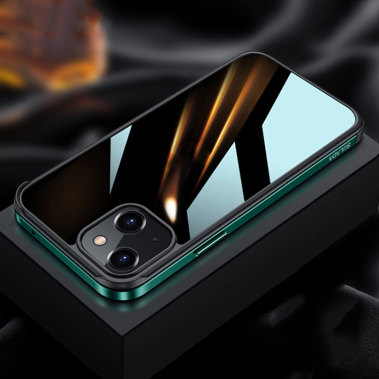 For iPhone 13 mini SULADA Metal Frame + Nano Glass + TPU Phone Case (Dark Night Green) - HoMEdemic™ 