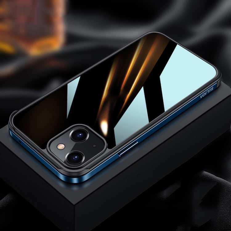 For iPhone 13 mini SULADA Metal Frame + Nano Glass + TPU Phone Case (Dark Blue) - HoMEdemic™ 