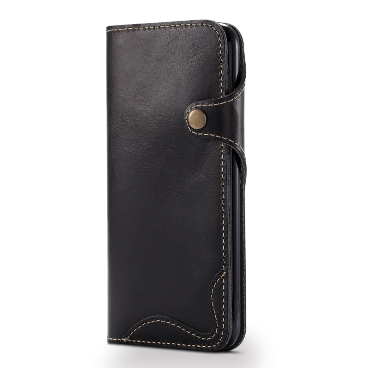 For iPhone 6 Denior Oil Wax Cowhide Magnetic Button Horizontal Flip Leather Case with Card Slots & Wallet(Black) - HoMEdemic™ 