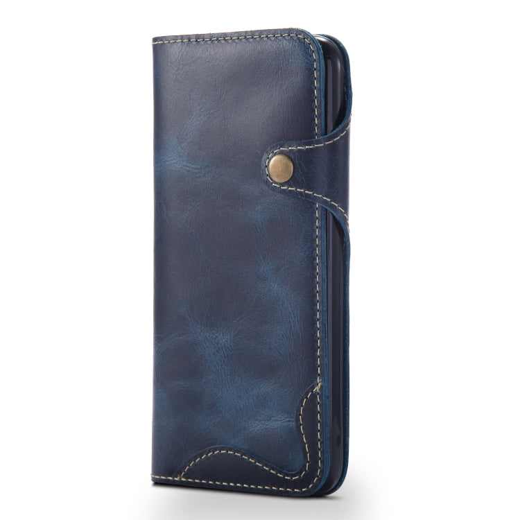 For iPhone 6 Denior Oil Wax Cowhide Magnetic Button Horizontal Flip Leather Case with Card Slots & Wallet(Dark Blue) - HoMEdemic™ 