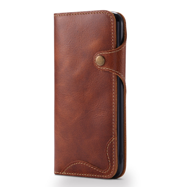 For iPhone 6 Denior Oil Wax Cowhide Magnetic Button Horizontal Flip Leather Case with Card Slots & Wallet(Brown) - HoMEdemic™ 