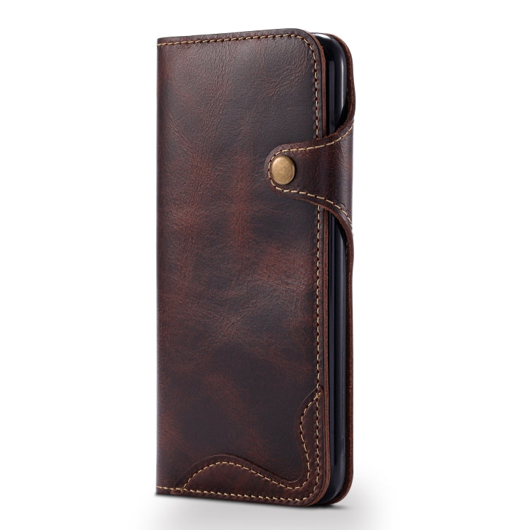 For iPhone 6 Denior Oil Wax Cowhide Magnetic Button Horizontal Flip Leather Case with Card Slots & Wallet(Dark Red) - HoMEdemic™ 