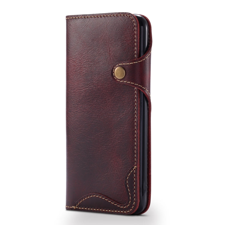 For iPhone 6 Plus / 6s Plus Denior Oil Wax Cowhide Magnetic Button Horizontal Flip Leather Case with Card Slots & Wallet(Dark Red) - HoMEdemic™ 