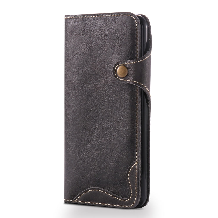 For iPhone 7 Plus / 8 Plus Denior Oil Wax Cowhide Magnetic Button Horizontal Flip Leather Case with Card Slots & Wallet(Black) - HoMEdemic™ 