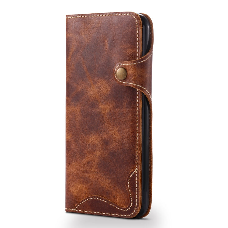 For iPhone 7 Plus / 8 Plus Denior Oil Wax Cowhide Magnetic Button Horizontal Flip Leather Case with Card Slots & Wallet(Brown) - HoMEdemic™ 