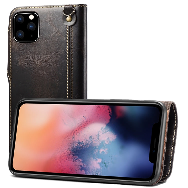 For iPhone 11 Pro Denior Oil Wax Cowhide Magnetic Button Horizontal Flip Leather Case with Card Slots & Wallet(Black) - HoMEdemic™ 