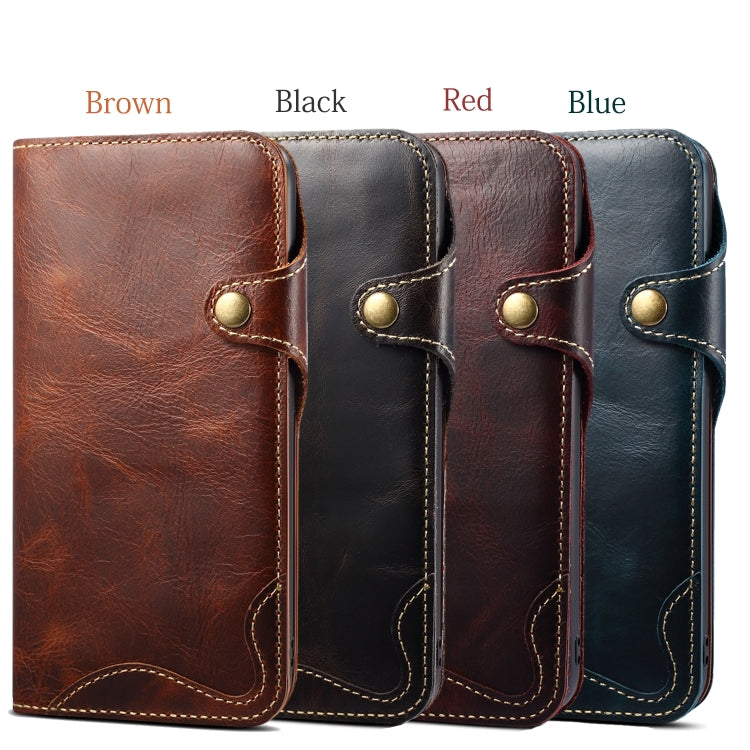 For iPhone 11 Pro Denior Oil Wax Cowhide Magnetic Button Horizontal Flip Leather Case with Card Slots & Wallet(Dark Blue) - HoMEdemic™ 
