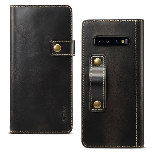 Denior Oil Wax Cowhide DK Magnetic Button Horizontal Flip Leather Case with Holder & Card Slots & Wallet - HoMEdemic™ 