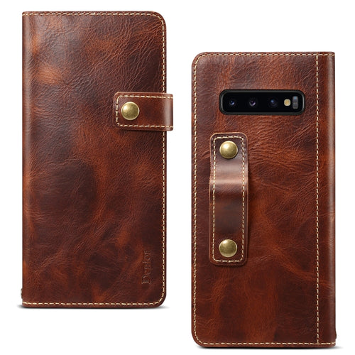 Denior Oil Wax Cowhide DK Magnetic Button Horizontal Flip Leather Case with Holder & Card Slots & Wallet - HoMEdemic™ 