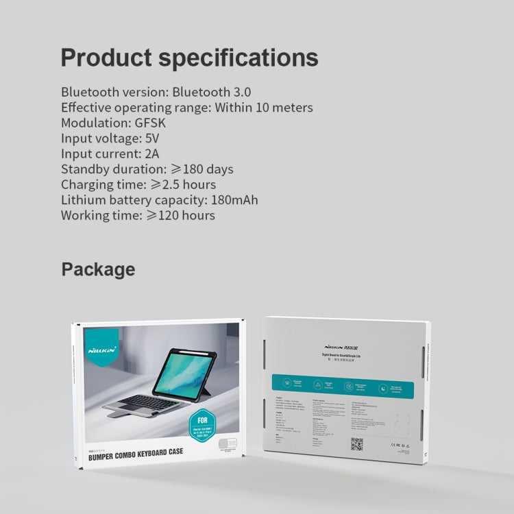 For iPad Air 10.9 2020 / Air 4 / Air 5 / Pro 11 2020 / 2021 / 2022 NILLKIN Bluetooth Touch Keyboard Smart Tablet Case(Black) - HoMEdemic™ 