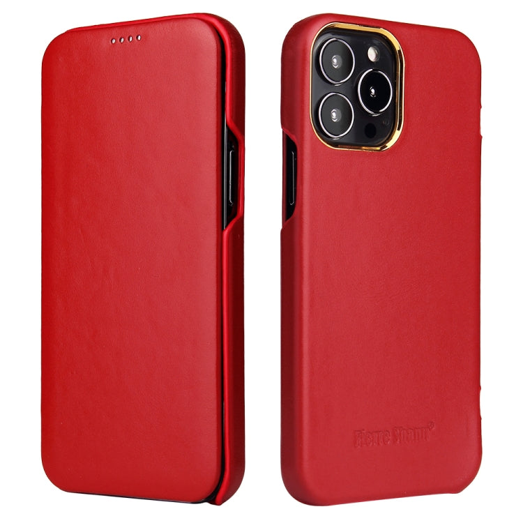For iPhone 13 Pro Fierre Shann Magnetic Genuine Leather Phone Case (Red) - HoMEdemic™ 