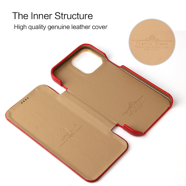 For iPhone 13 Pro Fierre Shann Magnetic Genuine Leather Phone Case (Red) - HoMEdemic™ 