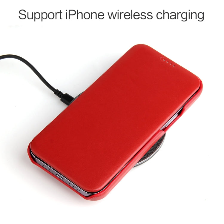 For iPhone 13 Pro Fierre Shann Magnetic Genuine Leather Phone Case (Red) - HoMEdemic™ 
