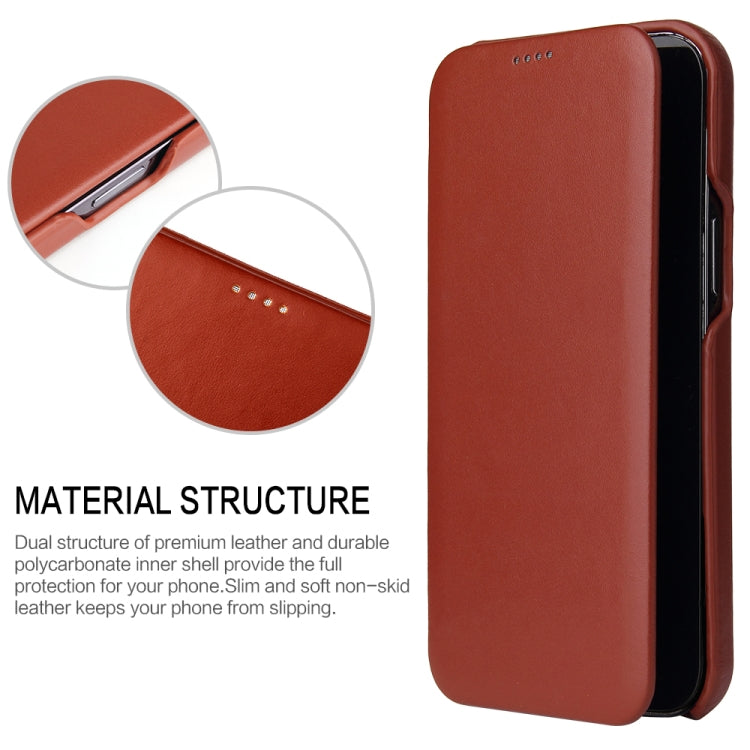 For iPhone 13 Pro Fierre Shann Magnetic Genuine Leather Phone Case (Brown) - HoMEdemic™ 