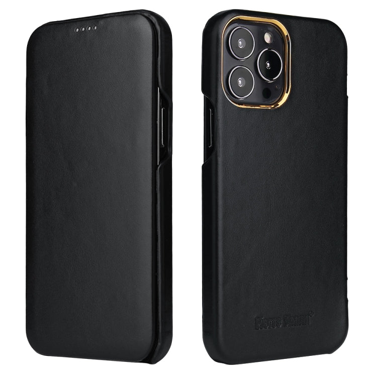 For iPhone 13 Pro Fierre Shann Magnetic Genuine Leather Phone Case (Black) - HoMEdemic™ 