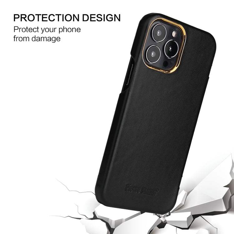 For iPhone 13 Pro Fierre Shann Magnetic Genuine Leather Phone Case (Black) - HoMEdemic™ 