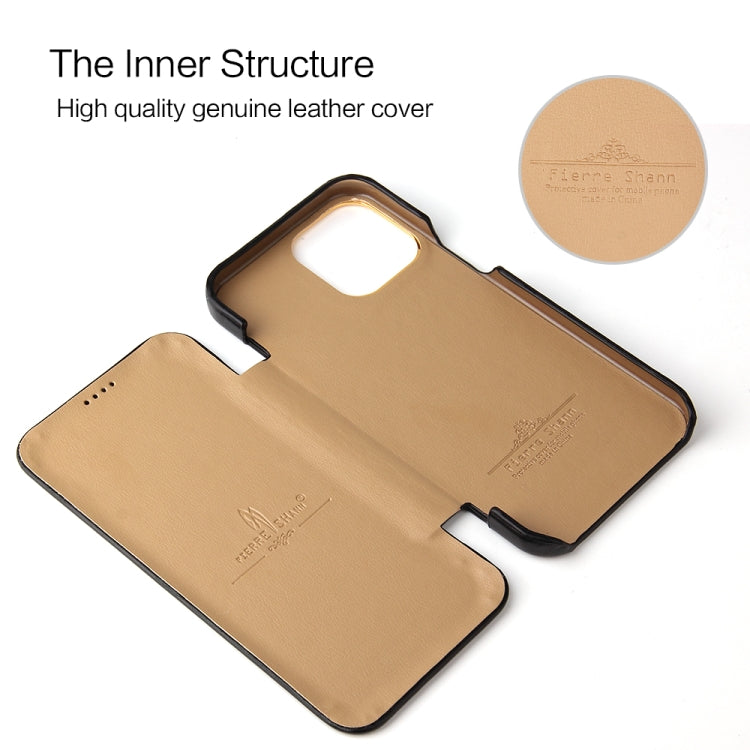 For iPhone 13 Pro Fierre Shann Magnetic Genuine Leather Phone Case (Black) - HoMEdemic™ 