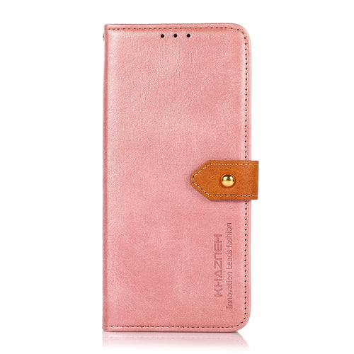 KHAZNEH Dual-color Cowhide Texture Flip Leather Phone Case For iPhone 15 Pro Max(Rose Gold) - HoMEdemic™ 