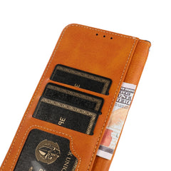 KHAZNEH Dual-color Cowhide Texture Flip Leather Phone Case For iPhone 15 Pro Max(Rose Gold) - HoMEdemic™ 