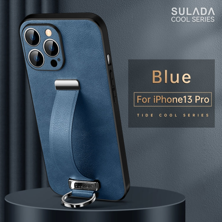 For iPhone 13 Pro SULADA Cool Series PC + Leather Texture Skin Feel Shockproof Phone Case  (Blue) - HoMEdemic™ 