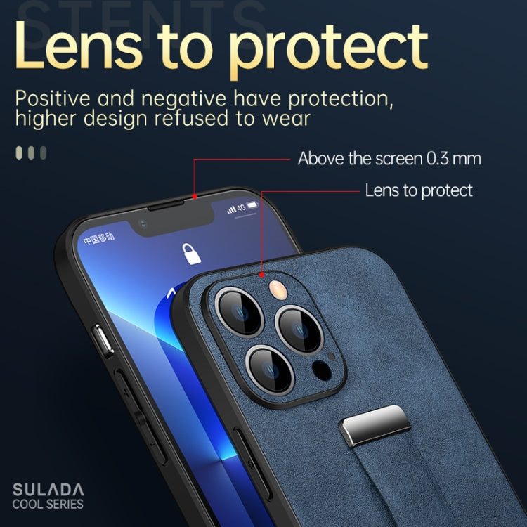 For iPhone 13 Pro SULADA Cool Series PC + Leather Texture Skin Feel Shockproof Phone Case  (Blue) - HoMEdemic™ 
