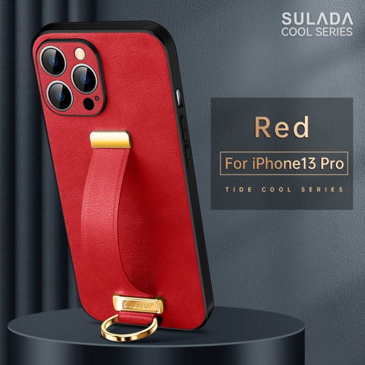 For iPhone 13 Pro SULADA Cool Series PC + Leather Texture Skin Feel Shockproof Phone Case  (Red) - HoMEdemic™ 