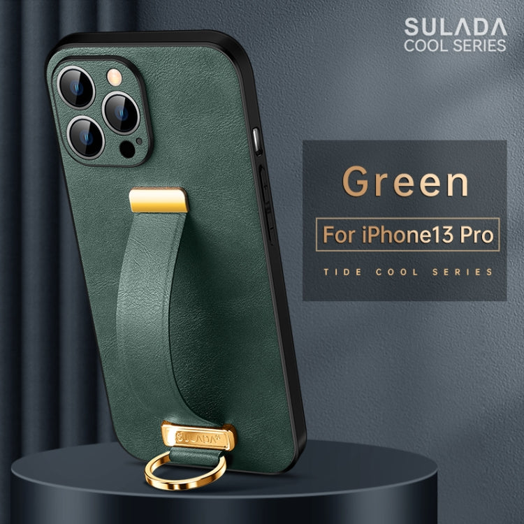For iPhone 13 Pro SULADA Cool Series PC + Leather Texture Skin Feel Shockproof Phone Case  (Green) - HoMEdemic™ 