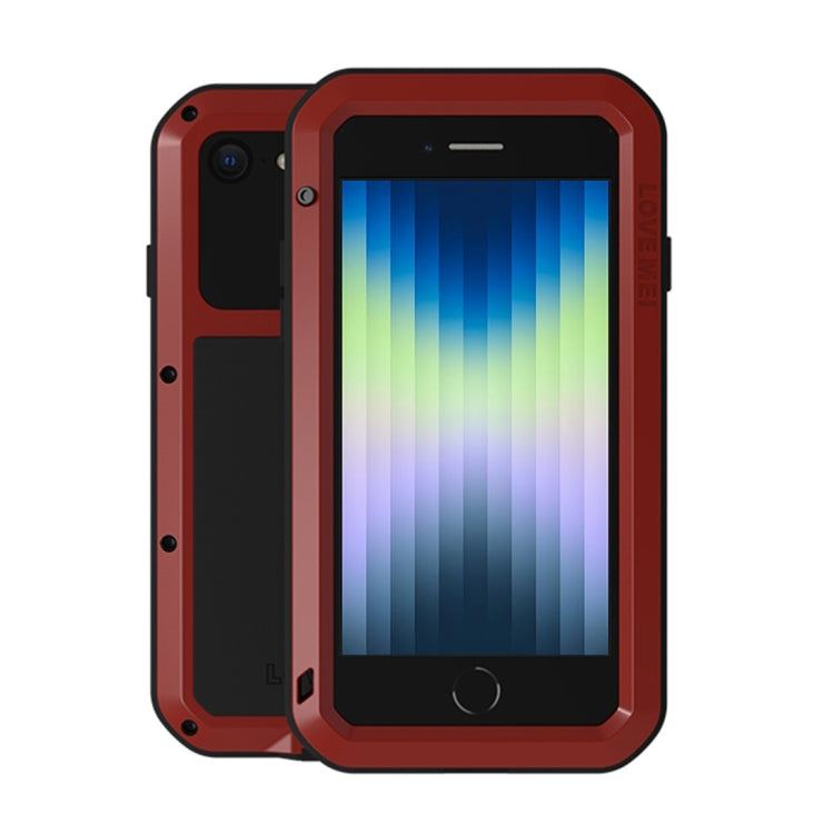 For iPhone SE 2022 / SE 2020 / 8 / 7 LOVE MEI Metal Shockproof Life Waterproof Dustproof Protective Phone Case with Glass(Red) - HoMEdemic™ 