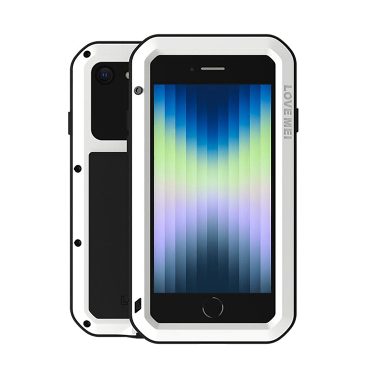 For iPhone SE 2022 / SE 2020 / 8 / 7 LOVE MEI Metal Shockproof Life Waterproof Dustproof Protective Phone Case with Glass(White) - HoMEdemic™ 