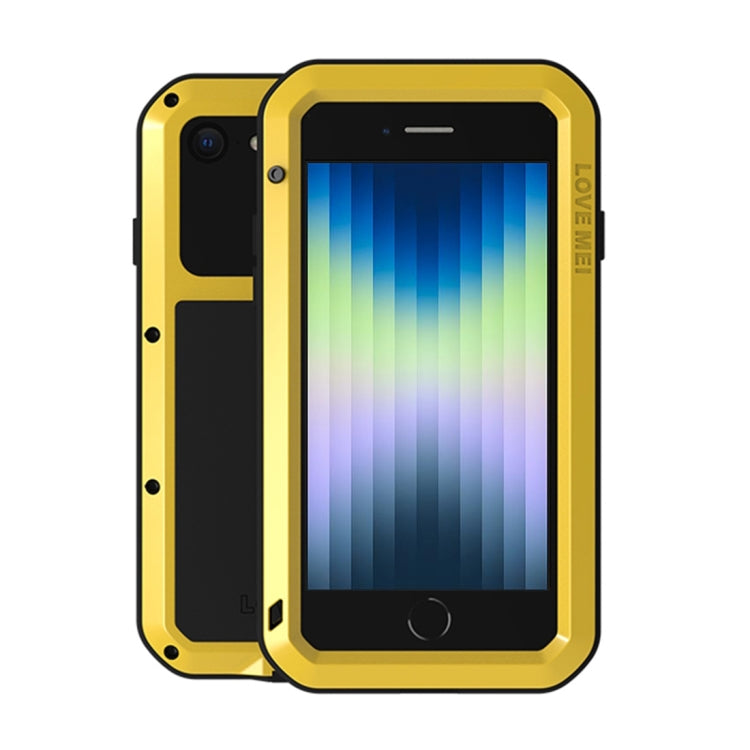 For iPhone SE 2022 / SE 2020 / 8 / 7 LOVE MEI Metal Shockproof Life Waterproof Dustproof Protective Phone Case with Glass(Yellow) - HoMEdemic™ 