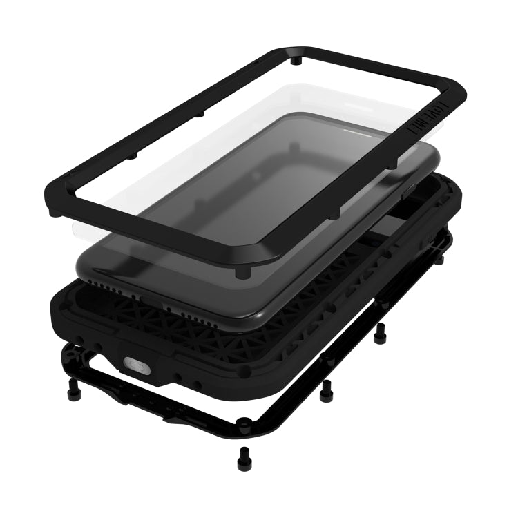 For iPhone SE 2022 / SE 2020 / 8 / 7 LOVE MEI Metal Shockproof Life Waterproof Dustproof Protective Phone Case with Glass(Black) - HoMEdemic™ 