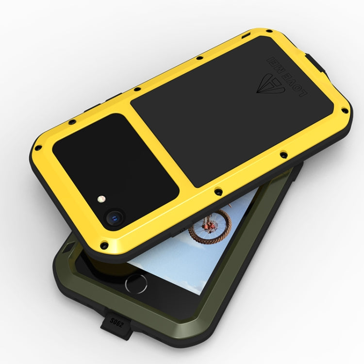 For iPhone SE 2022 / SE 2020 / 8 / 7 LOVE MEI Metal Shockproof Life Waterproof Dustproof Protective Phone Case with Glass(Yellow) - HoMEdemic™ 