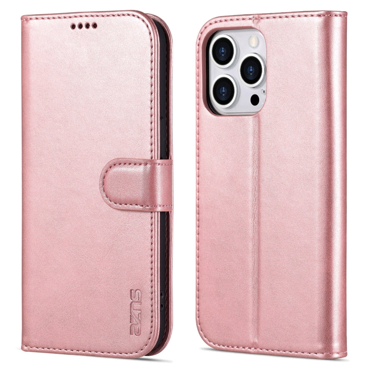 For iPhone 14 Pro AZNS Skin Feel Calf Texture Horizontal Flip Leather Case(Rose Gold) - HoMEdemic™ 