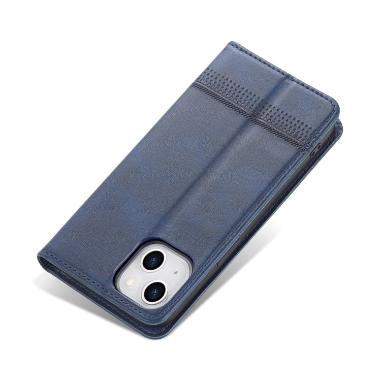 For iPhone 14 Plus AZNS Magnetic Calf Texture Flip Leather Phone Case (Dark Blue) - HoMEdemic™ 