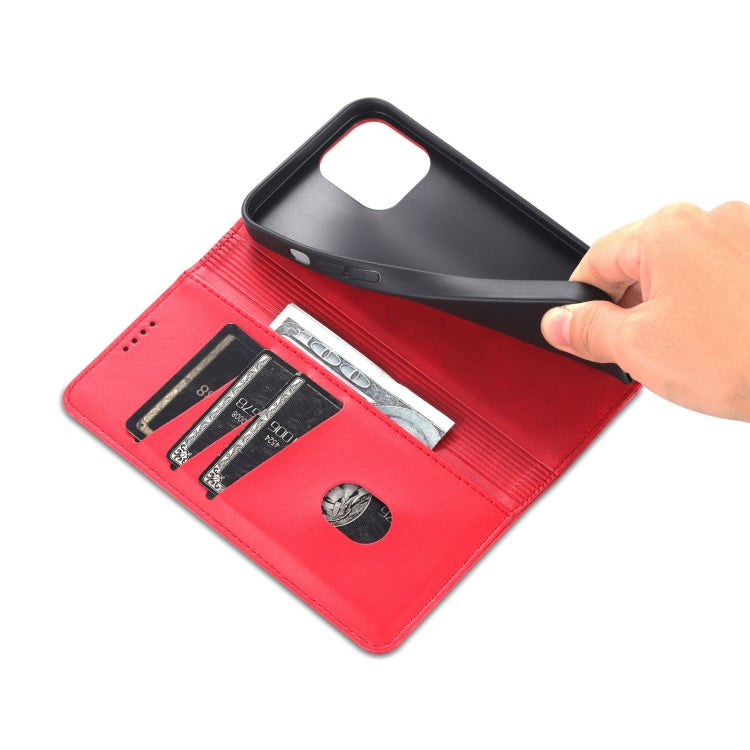 For iPhone 14 Plus AZNS Magnetic Calf Texture Flip Leather Phone Case (Red) - HoMEdemic™ 