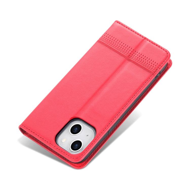 For iPhone 14 Plus AZNS Magnetic Calf Texture Flip Leather Phone Case (Red) - HoMEdemic™ 