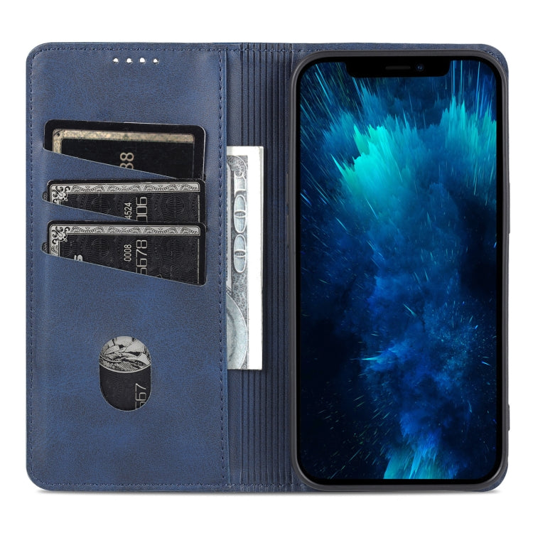 For iPhone 14 Pro AZNS Magnetic Calf Texture Flip Leather Phone Case(Dark Blue) - HoMEdemic™ 