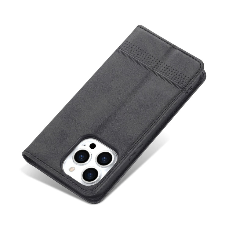 For iPhone 14 Pro AZNS Magnetic Calf Texture Flip Leather Phone Case(Black) - HoMEdemic™ 