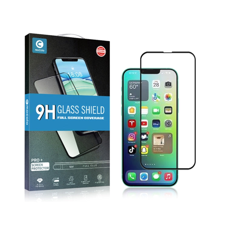 For iPhone 14 Plus mocolo 9H Full Glue Silk Print Tempered Glass Film(Black) - HoMEdemic™ 