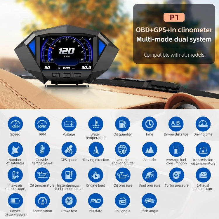 P1 3.5 inch Car OBD2 GPS HUD Head Up System Smart Digital Speedometer Meter Display, P1 - HoMEdemic™ 