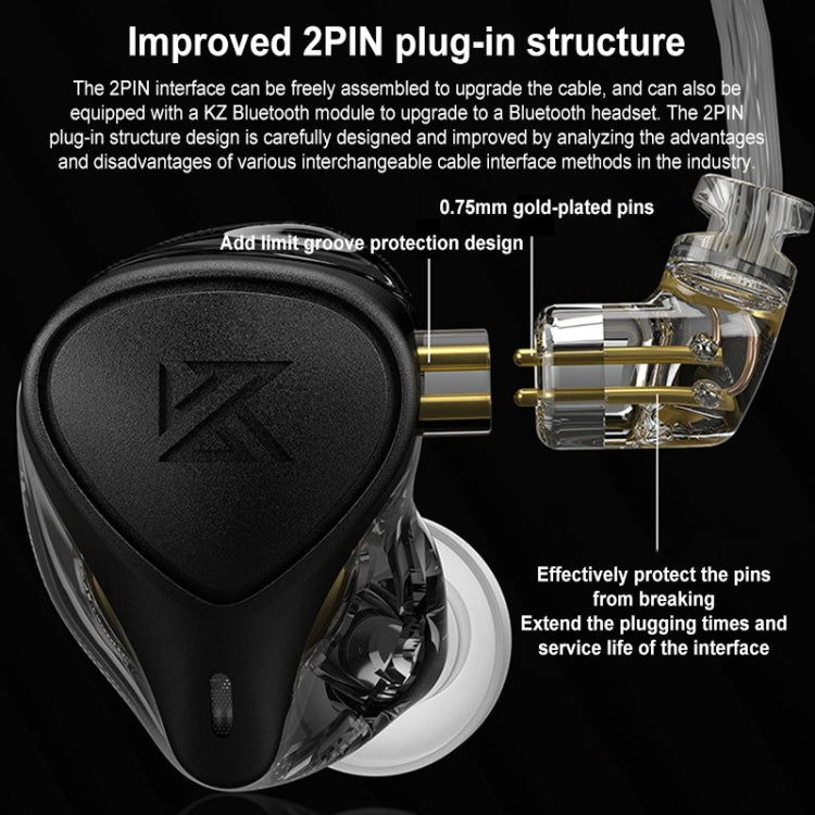 KZ-ZEX PRO 1.2m Electrostatic Coil Iron Hybrid In-Ear Headphones, Style:Without Microphone(Black) - HoMEdemic™ 