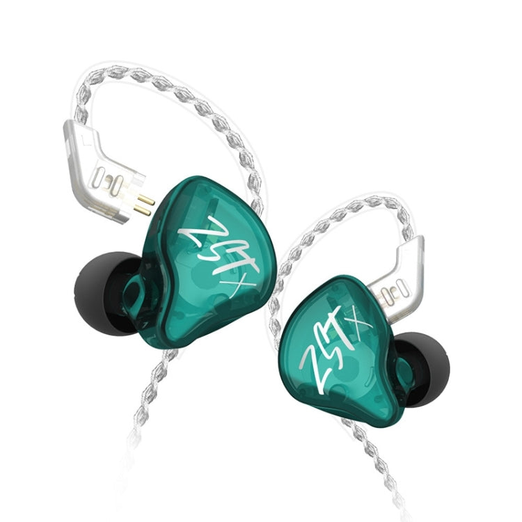 KZ-ZST X 1.25m Ring Iron Hybrid Driver In-Ear Noise Cancelling Earphone, Style:Without Microphone(Hyun Cyan) - HoMEdemic™ 