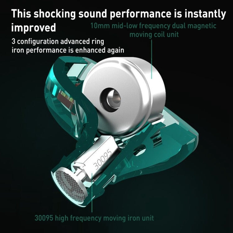 KZ-ZST X 1.25m Ring Iron Hybrid Driver In-Ear Noise Cancelling Earphone, Style:Without Microphone(Hyun Cyan) - HoMEdemic™ 