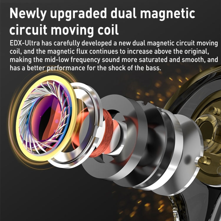 KZ-EDX Ultra Dual Magnetic Dynamic In-Ear Headphones,Length: 1.2m(With Microphone) - HoMEdemic™ 